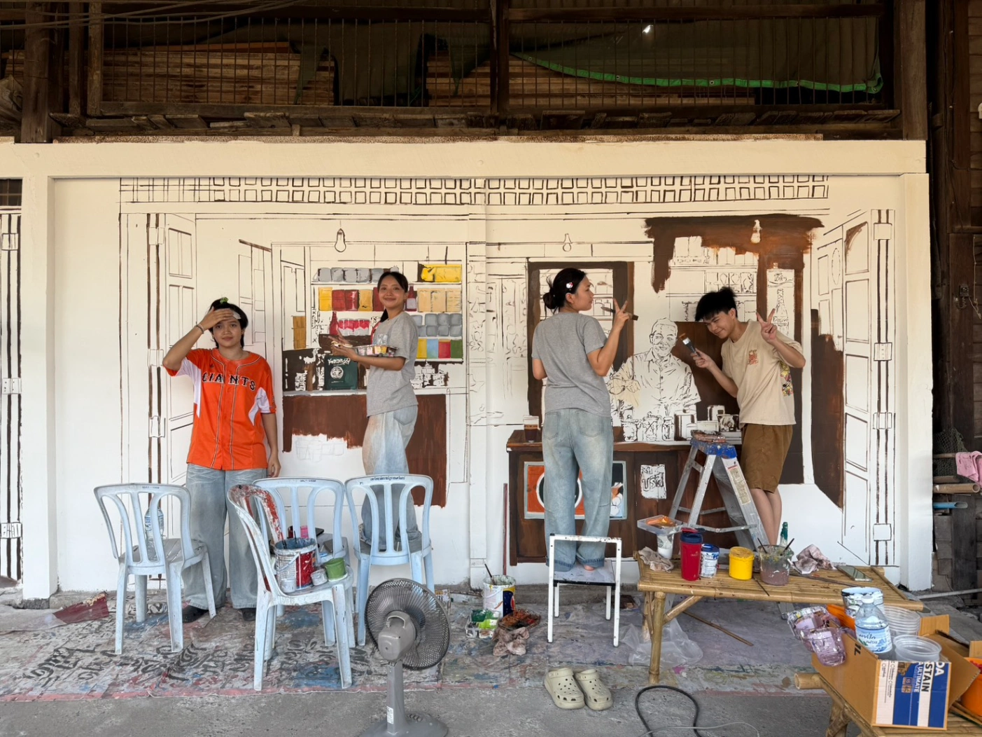 Nakorn Nuang Khet Ancient Market wall painting by PhanatchaNuch 5