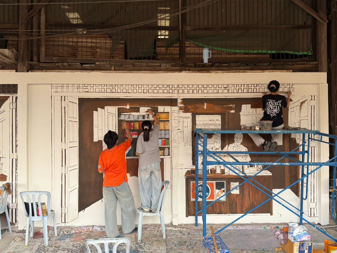 Nakorn Nuang Khet Ancient Market wall painting by PhanatchaNuch 6
