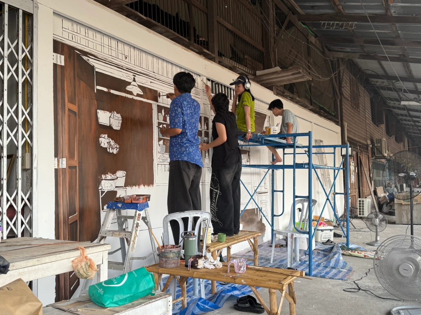 Nakorn Nuang Khet Ancient Market wall painting by PhanatchaNuch 9