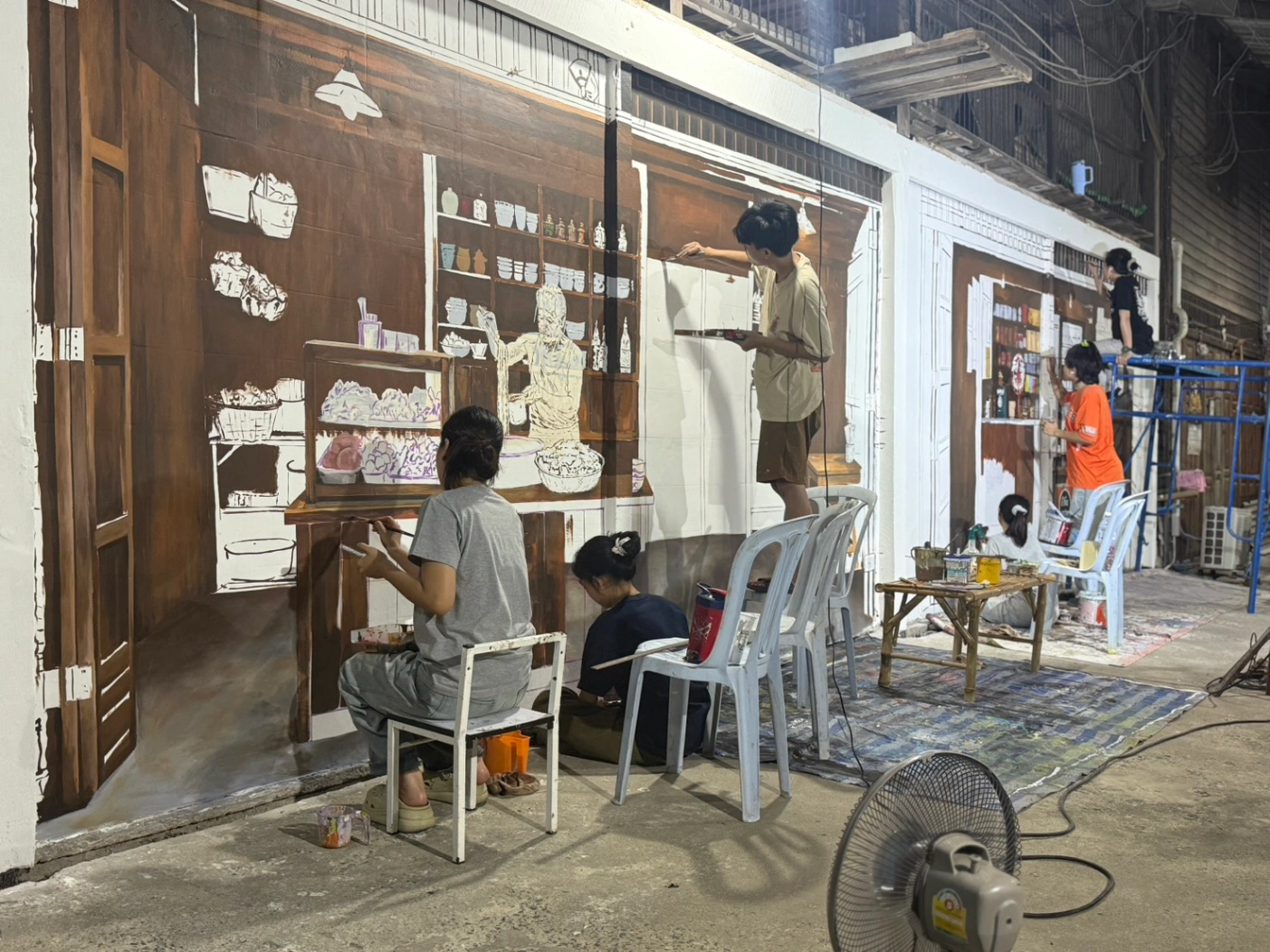 Nakorn Nuang Khet Ancient Market wall painting by PhanatchaNuch 11