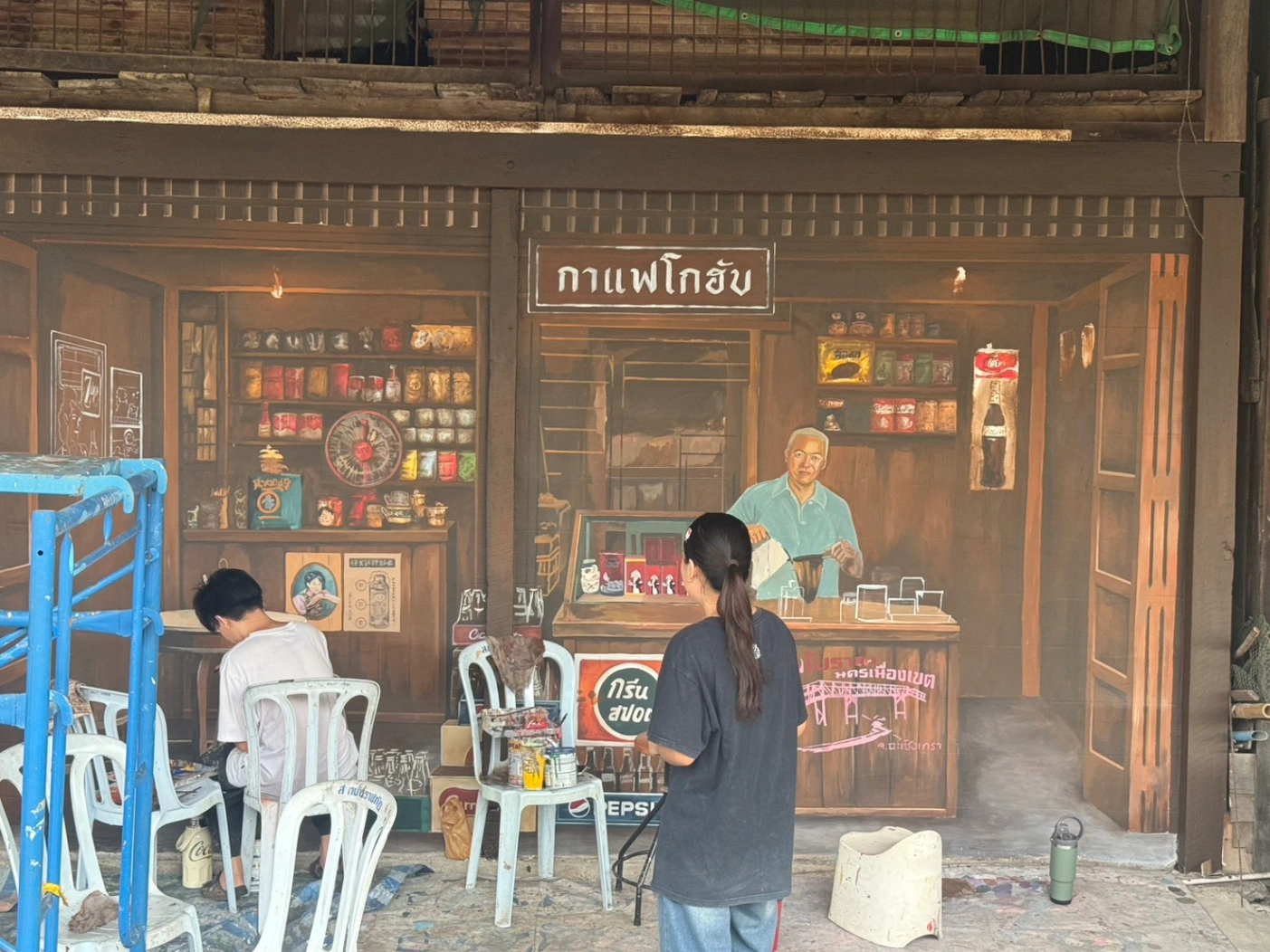 Nakorn Nuang Khet Ancient Market wall painting by PhanatchaNuch 18